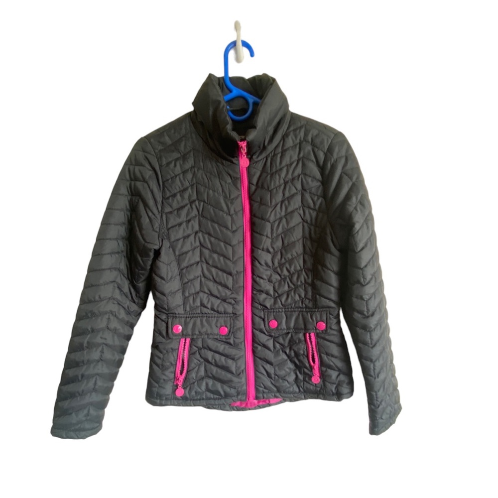 Black & Hot Pink Puff Jacket || Dollhouse